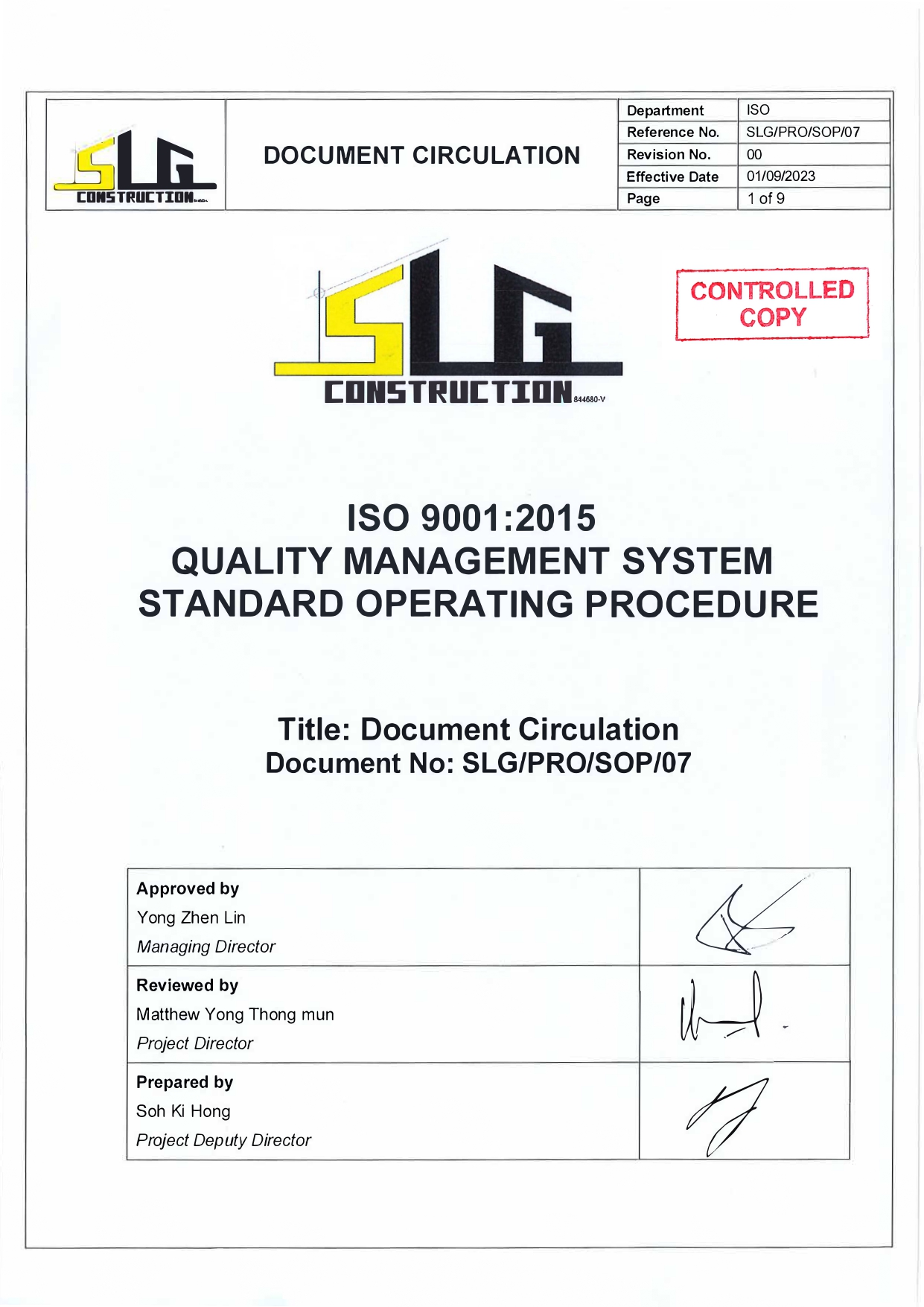 SLG-PRO-SOP Page 1